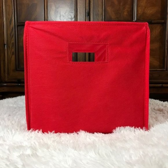 Set of 2 Red Canvas Collapsible Storage Bins - Picture 4 of 8